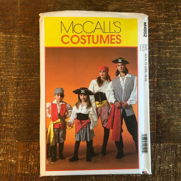 McCalls Sewing Pattern M4952 Adult Pirate Marauder Halloween Costume S-XL UNCUT - Picture 1 of 3